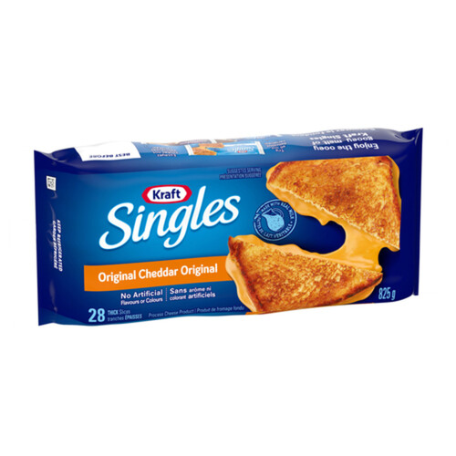 Kraft Singles Thick Sliced Cheese Original Cheddar 28 Slices 825 g