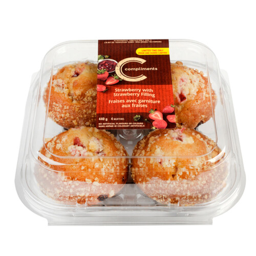 Compliments Strawberry Muffins With Strawberry Filling 440 g 