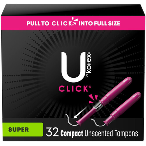 U by Kotex Click Compact Tampons Super Absorbency Unscented 32 Count 