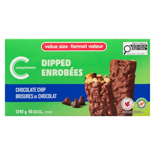 Compliments Granola Bars Dipped Chocolate Chip 40 x 31 g