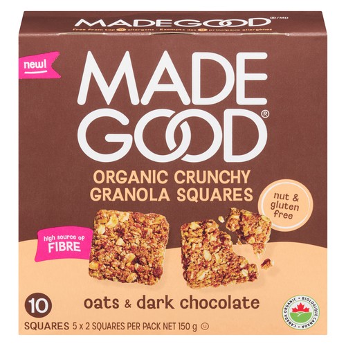 MadeGood Organic Crunchy Squares Oats & Dark Chocolate 150 g