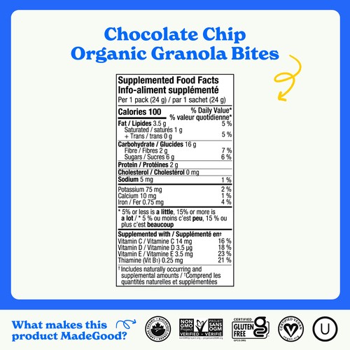 MadeGood Organic Minis Granola Chocolate Chip 5 x 24 g
