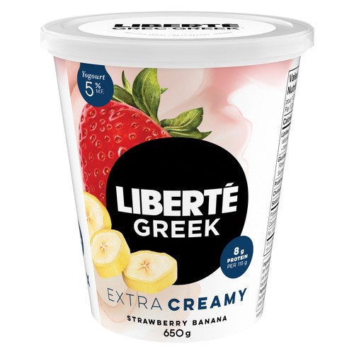 Liberté Greek 5% Extra Creamy Yogurt Strawberry Banana High Protein 650 g