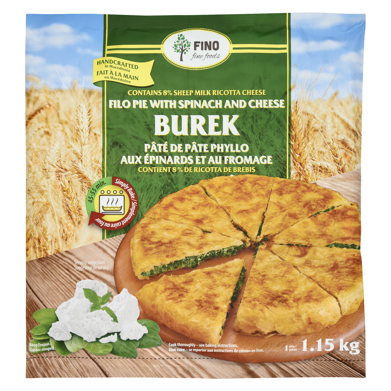 Fino Fine Foods Spinach & Cheese Filo Pie 1150 g (frozen) - Voilà