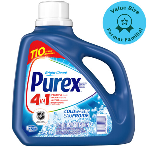Purex 4 in 1 Liquid Laundry Concentrated Detergent Coldwater 100 Loads 4.43 L