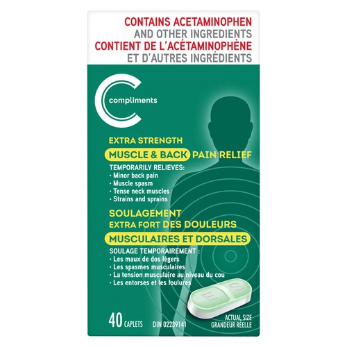 Compliments Pain Relief Muscle And Back Extra Strength 40 Count