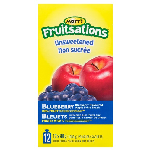 Mott's Fruitsations Snack Pouches Unsweetened Blueberry Club Pack 12 x 90 g