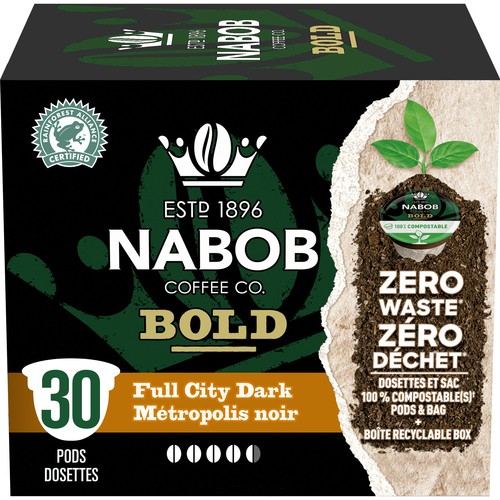 Nabob Coffee Pods 100% Arabica Full City Dark 100% Compostable 30 Single Serve 292 g