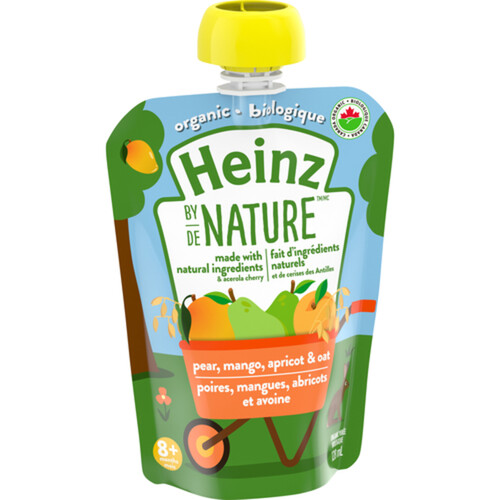Heinz by Nature Organic Baby Food Pear Mango Apricot & Oat Purée 128 ml