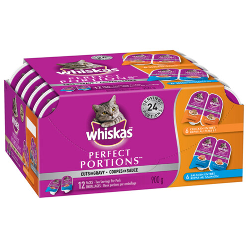 Whiskas Perfect Portions Wet Cat Food Cuts in Gravy Chicken & Salmon Multipack 12 x 75 g Voilà
