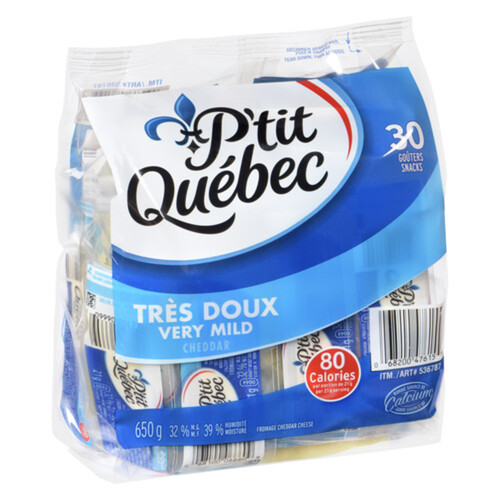 P'tit Quebec Cheese Cheddar Very Mild Snacks 30 units 650 g Voilà