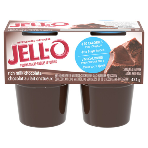 Jell-O Refrigerated Pudding Snacks Rich Milk Chocolate 4 x 106 g