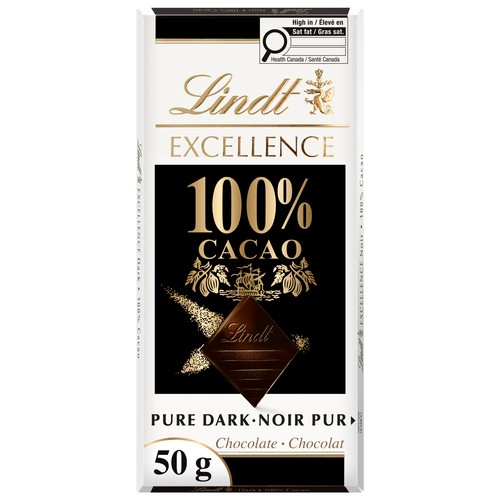 Lindt Excellence Dark Chocolate Bar 100% Cacao 50 g