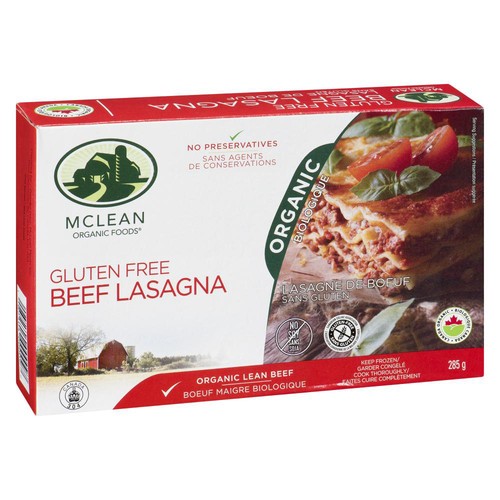 Mclean Organic Foods Gluten-Free Frozen Beef Lasagna 285 g - Voilà