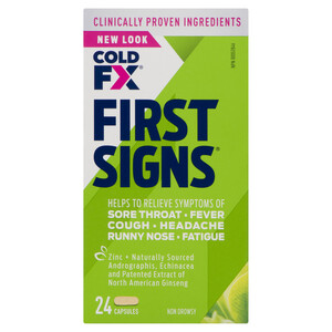 Cold-FX First Signs Flu Relief Cold Medicine 24 Capsules 1EA