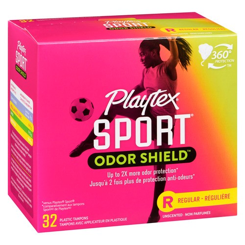 Playtex Sport Odor Shield Tampons Regular Unscented 32 Count