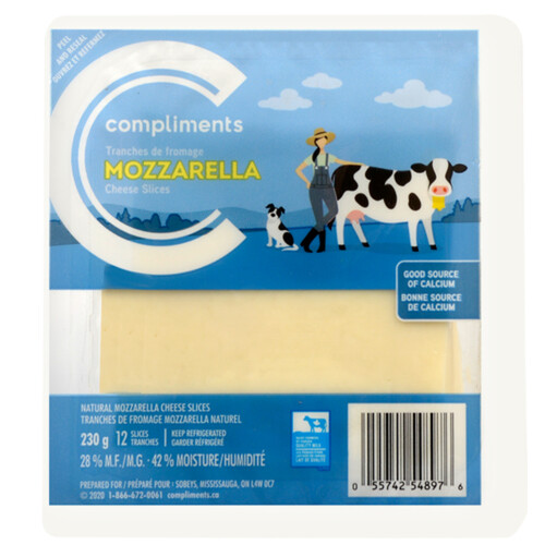 Compliments Sliced Cheese Mozzarella 12 Slices 230 g