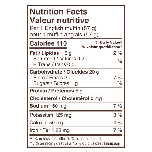 Dempster’s English Muffins Whole Grains 6 Pack 340 g