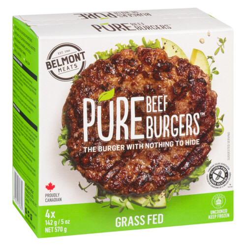 Pure Grass Fed Frozen Beef Burgers 568 g