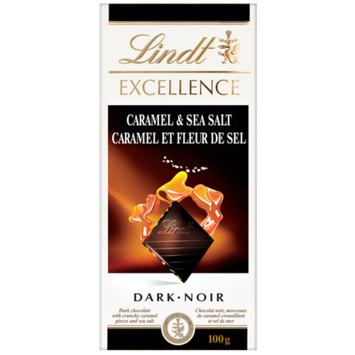 Lindt Excellence Dark Chocolate Bar Caramel & Sea Salt 100 g