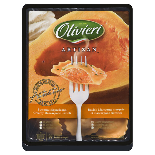 Olivieri Butternut Squash and Creamy Mascarpone Filled Ravioli Artisan Pasta 250 g