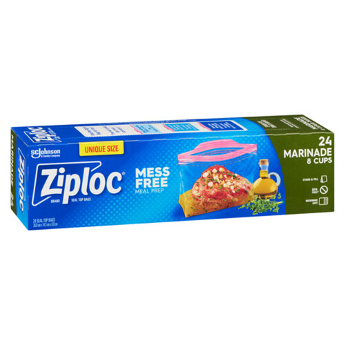 Ziploc Disposable Marinade Seal Top Bags 8 Cups 24 Count