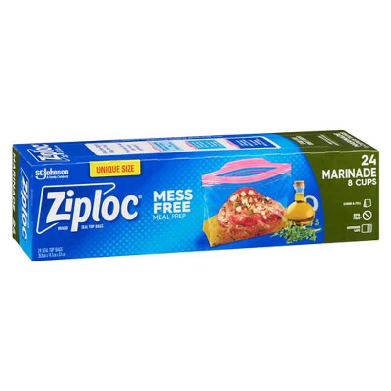 Ziploc Disposable Marinade Seal Top Bags 8 Cups 24 Count - Voilà Online ...