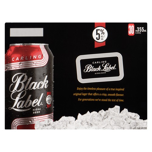Black Label Beer 5% Alcohol 30 x 355 ml (cans)