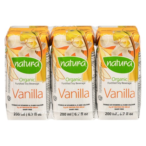 Natura Organic Soy Beverage Vanilla 3 x 200 ml