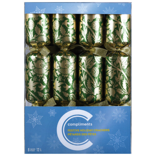 Compliments Festive Holiday Crackers 10 Inch 8 Pack
