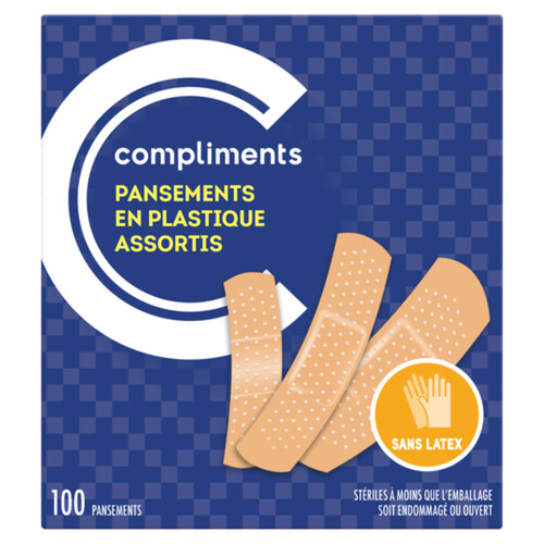 Compliments Plastic Bandages Assorted Sizes 100 Pack