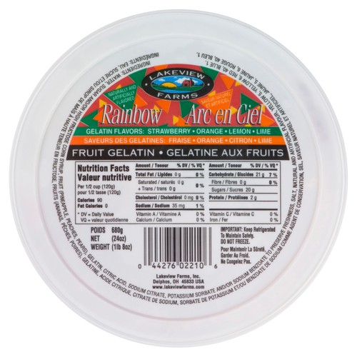 Lakeview Farms Fruit Gelatin Rainbow 680 g