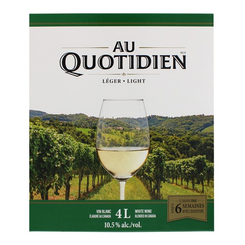 Au Quotidien White Wine Light 10.5% Alcohol 4 L