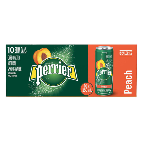 Perrier Carbonated Natural Spring Water Peach 10 x 250 ml (cans)