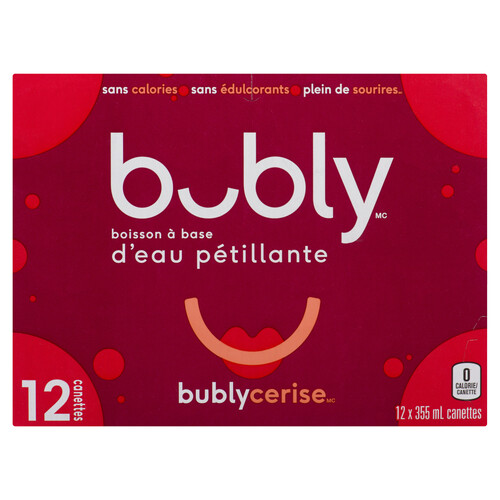 Bubly Sparkling Water Cherry 12 x 355 ml (cans)