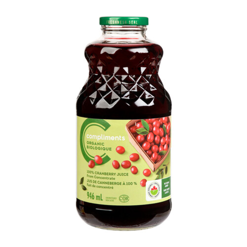 Compliments Organic 100% Juice Cranberry 946 ml (bottle)