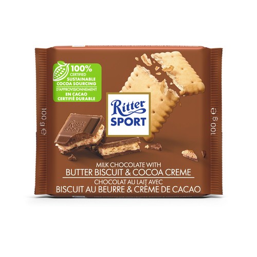 Ritter Sport Milk Chocolate Butter Biscuit & Cocoa Creme 100 g