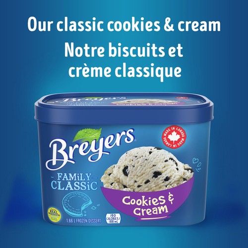 Breyers Frozen Dessert Family Classic Cookies & Cream 1.66 L