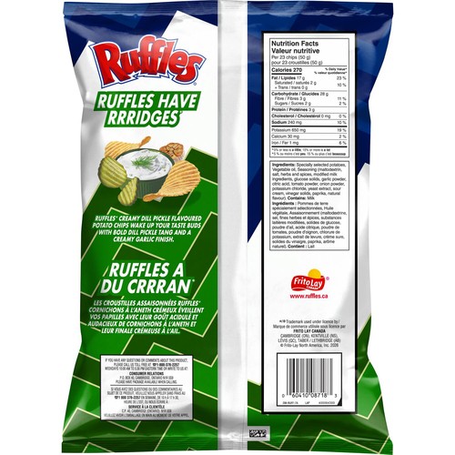 Ruffles Potato Chips Creamy Dill Pickle 180 g
