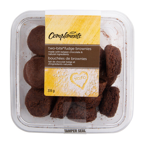 Compliments Two-Bite® Brownies Fudge 319 g (frozen)