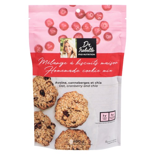 Isabelle Huot Docteure en Nutrition Homemade Cookie Mix Oat, Cranberry And Chia 400 g