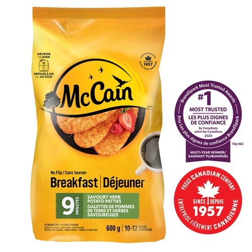 McCain Frozen No Flip 9 Minute  Potato Patties Savoury Herb 12 pack 600 g