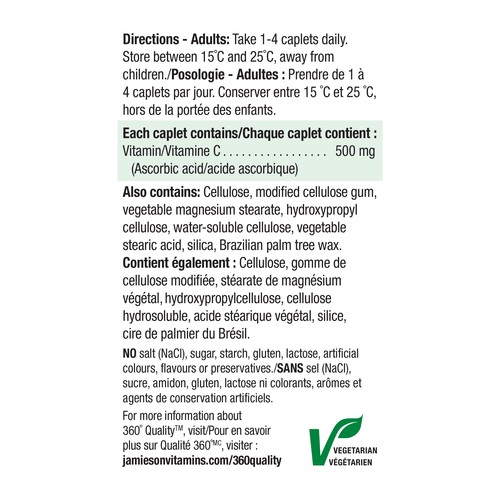 Jamieson Vitamin C 500 mg Caplets 120 Count
