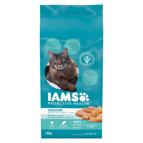 Iams Proactive Health Adult Weight & Hairball Care Chicken & Turkey Dry Cat Food 1.59 kg