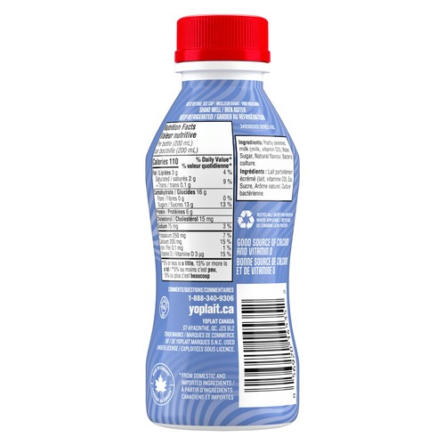 Yoplait Yop 1.5% Drinkable Yogurt Blueberry 200 ml (bottle)