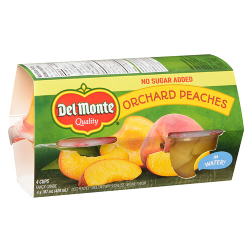 Del Monte Fruit Cups Packed In Water Orchard Peaches 4 x 107 ml