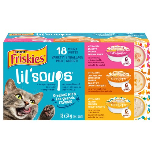 Friskies Lil' Soups Wet Cat Food Greatest Hits Variety Pack 18 x 34 g