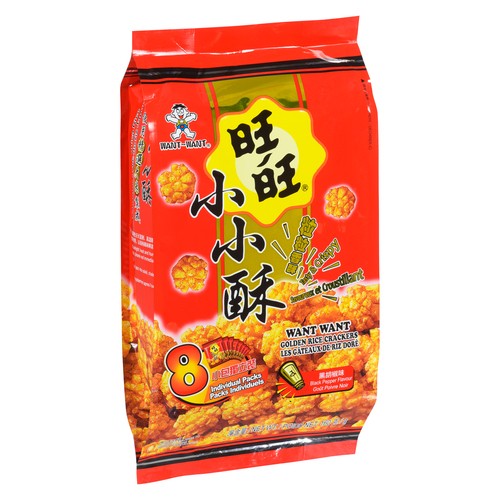 Want Want Rice Crackers Golden Black Pepper 160 g