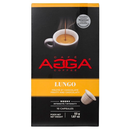 Agga Coffee Pods Lungo Espresso Blend 10 Capsules 53 g