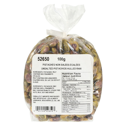 Johnvince Foods Pistachio Hulled Raw Unsalted 100 g